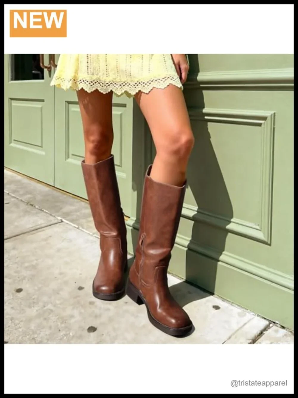 Women's Square Toe Platform Chunky Block Heel Knee High Riding Boots Faux